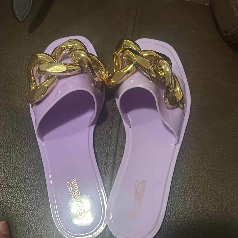 Melissa Purple and Gold Sandals with Bow Detail - Picture 2 of 2